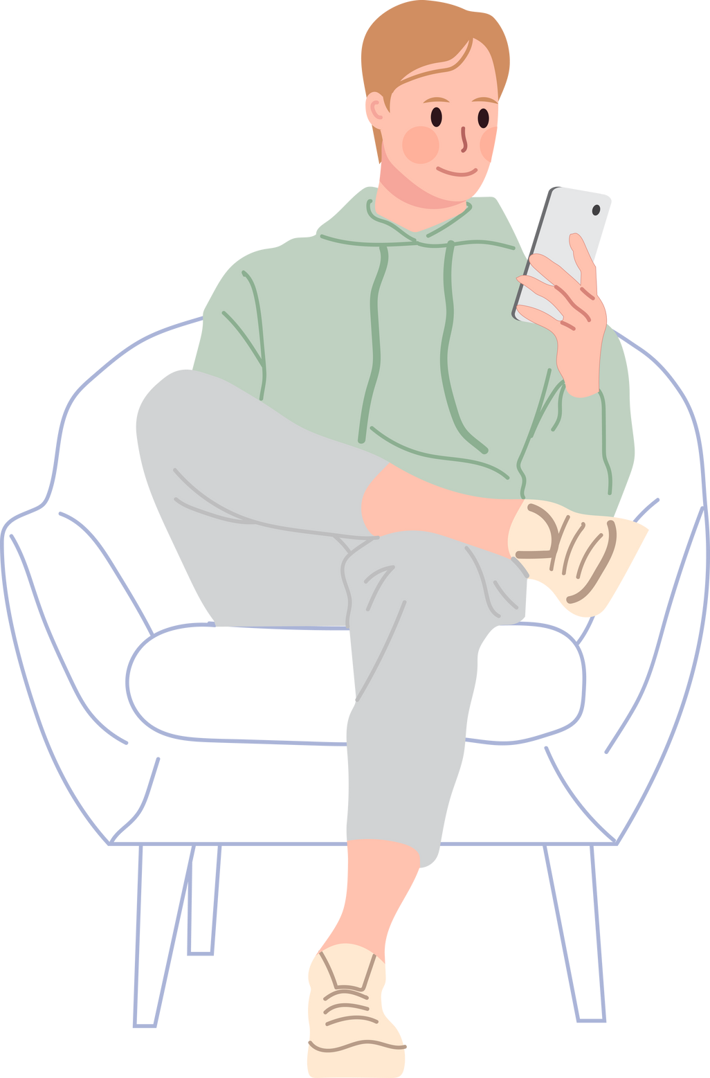 Man Sitting and Using Smart Phone